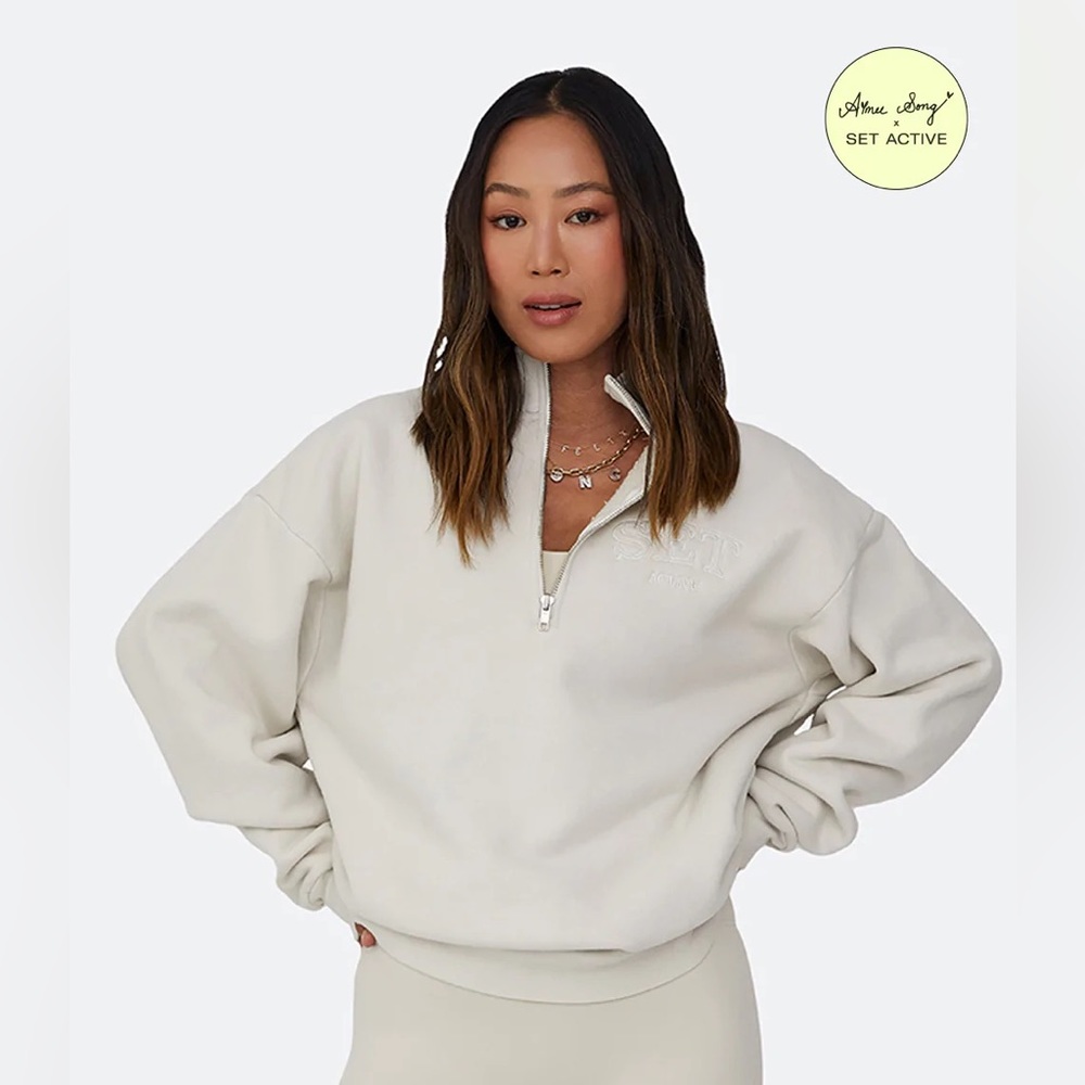 SETactive Aimee pullover half zip in crema
